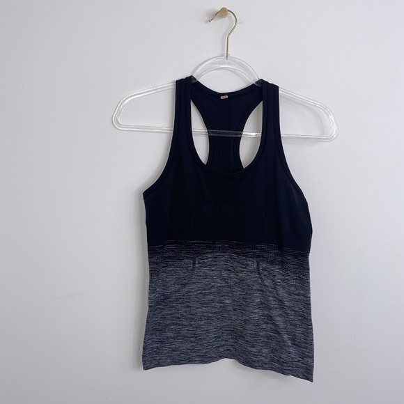 LULULEMON Swiftly Top Tech Racerback Black Gray Ombre Women’s Sz 6 Gym Running - Picture 1 of 10